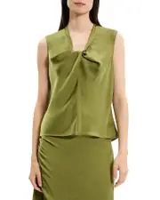 Theory Twist Neck Blouse in Crushed Satin