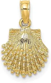 [JewelryWeb] 10.7mm Gold 2 d Beaded Scallop Shell Charm