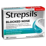 Strepsils Plus Blocked Nose Relief Menthol Eucalyptus 36 Pack