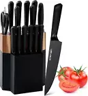 Kitchen Knife Set, 15 Pieces Knife Set with 6 Steak Knife, Knife Block Set wi...