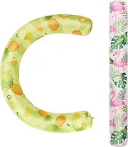 Inflatable Swimming Noodles Set - 2 Pack Pool Noodles Floats for Adults Pool Noodle Pink Yellow Curved Swimming Pool Float for Summer Vacation Sea Beach Lake Exercise Party （Flamingo & Pineapple）