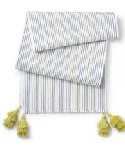Tabitha Brown x Target Yellow Gold Blue Stripe Tassels Table Runner