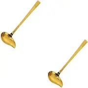 OFFSCH 2pcs Metal Ladle Stainless Steel Wok Ladle Soup Set Cooking Spoon Splash Spout 18/10 Steel 9.5