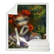 Dark Art La Belle Dame Sans Merci Maiden and Skulls Throw Blanket