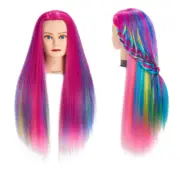 Rainbow Head Manikin Training Doll Mannequin Head 100% Real Hair Hairdresser New