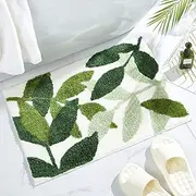 Bathroom Rugs, Non-Slip Bath Mat, 40 x 60 cm, Extra Soft Bathroom Mat, JOMWEN Super Absorbent Fluffy Floor Rug for Bathroom,Tub, Shower Room, 16"x24" (Green)