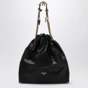 [Balenciaga] Crush Media black leather tote bag One size Black
