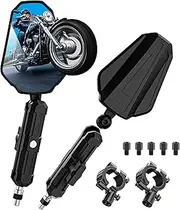 MICTUNING Adventure Motorcycle Mirrors, Motorbike Rearview, 10mm 8mm Screws 7/8" Handlebar, Foldable Side Mirror Aluminum Clamp Fit for Street Dirt Electric Bike Ebike Scooter ATV Quad, Black
