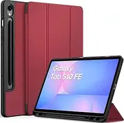 [EasyAcc] Case for Samsung Galaxy Tab S9 FE 10.9 Inch / S9 2023 11 Inch with S Pen Holder - Ultra Thin with Stand Function Slim PU Leather Protective Case Red Wine