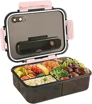 ZQZHDQ Lunch Box, 1500ML Bento Boxes, Cutlery Box Container for Adults and Kids, Leak-Proof, Microwaveable, Dishwasher, with Phone Holder (Pink)