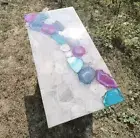 24" x 12" White Quartz And Mix Agate Handmade Table Top Home Decor