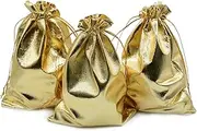 BEAVOING Pack of 50 3.54"x 4.72" Heavy Duty Gold Drawstring Organza Jewelry Pouches Wedding Party Christmas Favor Gift Candy Chocolate Bags (Gold, 3.54x4.72)