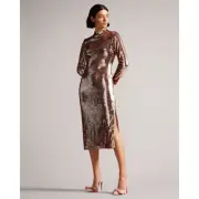 Ted Baker Brookly Long Sleeve Sequin Tube Dress Size 6