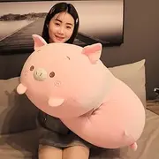 Pig Plush Pillow Soft Pig Stuffed Animal Toy Piggy Body Pillow, 33.5"