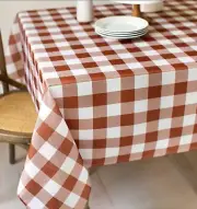 Benson Mills Rust & White Winchester Check Textured Fabric Tablecloth 3 Sizes