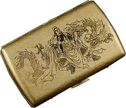[Lorxilar] Cigarette Box Copper Cigarette Case Holder Slim Double Sided Flip Storage Case - Hold 12 Cigarettes,One Size,B