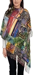 WURTON Beagle Patterns Print Scarf Soft Cashmere Tassel Long Shawl Blanket Outdoors Christmas Tassel Scarf Gift