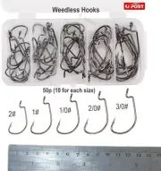 50x Quality Weedless Worm Hooks for Soft Plastic Lure bait Salmon Snapper Bream