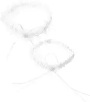 [GAROZATION] 2pcs Garter Bow Garters Wedding Garters Bridal Garters for Bride Bridal Legs Garter Wedding Garter for Bride Lace Garters for Women Bridal Accessories Bridal Outfits White