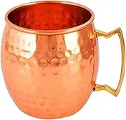 Pure Copper Hammered Designed Cocktail Moscow Mule Drinking Mug With Handle For Home, Office, Travel, Restaurant, Hotel- Pack Of 1 Copper Mug (400 Ml)