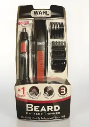 Wahl Cordless Beard Trimmer w Nose & Ear TrimmerFree Batteries Included!!!