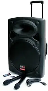E-Lektron EL38-M 15" inch 900W Mobile PA Sound Speaker System Battery Bluetooth/MP3/USB/SD 2 Wireless Microphone Karaoke Portable with Recoding Function