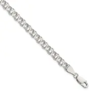 6 Inch Sterling Silver 5.5mm Double Link Charm Bracelet