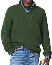 [motyeak] 2024 New Men's Cashmere Business Casual Zipper Sweater,Quarter Zip Mens Sweater (Army Green,M)