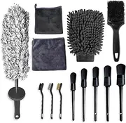 13 PCS Car Wash Tool Cleaning Kit with Storage Bag - Microfiber Mitts, Drying Towel, Waffle Cloths, Alloy Wheel Brush, Valeting Essentials, Set