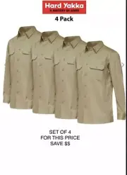 4 -HARD YAKKA WORK SHIRTS SIZE 2XL - Cotton Drill- Great Quality