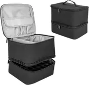 VVWAYSE Nail Polish Bag, Travel Holder with UV Light, Gel Nail Kit Storage Case, Black, Large, Make-up