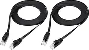 uxcell 2PCS Cat 6 Ethernet Cable 10ft, 32AWG 250MHz Flat High Speed RJ45 Cat6 Internet Network Patch Cord for Computer, Gaming, Router, Modem, Black