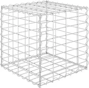vidaXL Steel Wire Gabion Raised Bed - Rustproof and Weather-Resistant Square Plant Bed - Easy Assembly - 40x40x40 cm - Garden/Patio - Silver