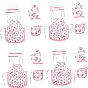 BESTonZON 4 Sets Kids Chef Set Toy Apron Kids Cooking Accessories Kids Cooking Tools Child Kitchen Supplies Cooking Kits for Kids Chef Dress up Clothes Toddler Fabric Pink Hat Boy