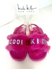 Nicole Miller Toddler Hot Pink Faux Fur Sandals Slides Sling Back