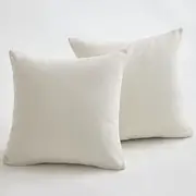 Sunday Praise Decorative Throw Pillow Covers Cotton Linen Blend Solid Square Accent Pillow Cases 18x18 Inches Cushion Covers for Sofa Couch Bed&Chair,Pack of 2 (Cream White)
