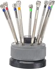 OSALADI Watch Screwdriver Set 9 Different Sizes Precision Tools Rotating Base Slotted Flat