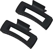 Black Hair Claw Clips for Women Girls, Large 4.2" Matte Rectangle Nonslip Jaw Clips for Thick and Thin Hair, 2 Packs