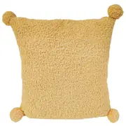 Urban Products Pom Poms Boucle Decorative Couch/Bed Cushion Yellow 40cm