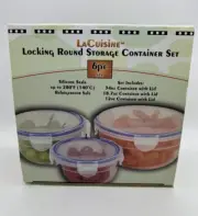 LaCuisine 6 Piece Locking Round Storage Container Set