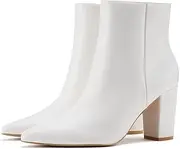 [Rollda] Women's Pointed Toe Ankle Boots Chunky High Heel Ankle Booties Side Zipper Short Boots