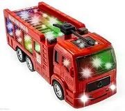 WolVol Electric Fire Truck Toy Stunning 3D Lights Sirens, goes around changes directions on contact - Great Gift Toys Kids