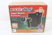 New Pocket Hose Copper Bullet With Thumb Spray Nozzle Expands to 100FT 100' ZZ