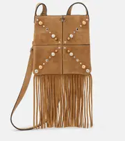 [Valentino Garavani] Valentino Garavani Nellcôte Small fringed suede shoulder bag One Size brown