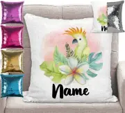 Cockatoo Sequin Cushion Cover Throw Pillow Personalised