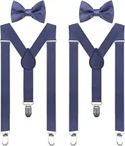 [CZAYEFNH] Children's Braces, Braces Bow Tie Set, Y-Shape Adjustable Braces, Adjustable Bow Tie and Braces in Set for Boys and Girls, black, Large