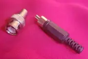 BNC Male Plug to Female RCA Adapter Silver with Black Male RCA plug.Solderable