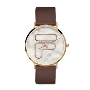 【FILA 斐樂】大理石LOGO造型手錶-質感棕/38-192-004