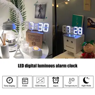 居家家 日系簡約LED數字時鐘 壁掛式鬧鐘 宿舍床頭桌面大屏數字鐘 溫度日曆電子鐘 發光床頭電子錶 高級LED桌面掛鐘