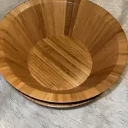 Set 2 Better Homes and Garden Bamboo Salad Serving Bowl Fruits / Natural / NEW